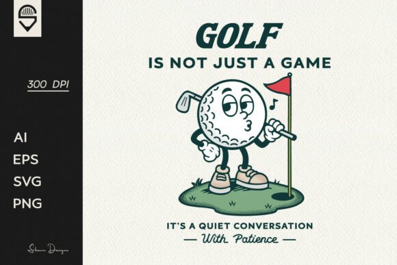 Retro Golf Ball Character T-Shirt Graphics